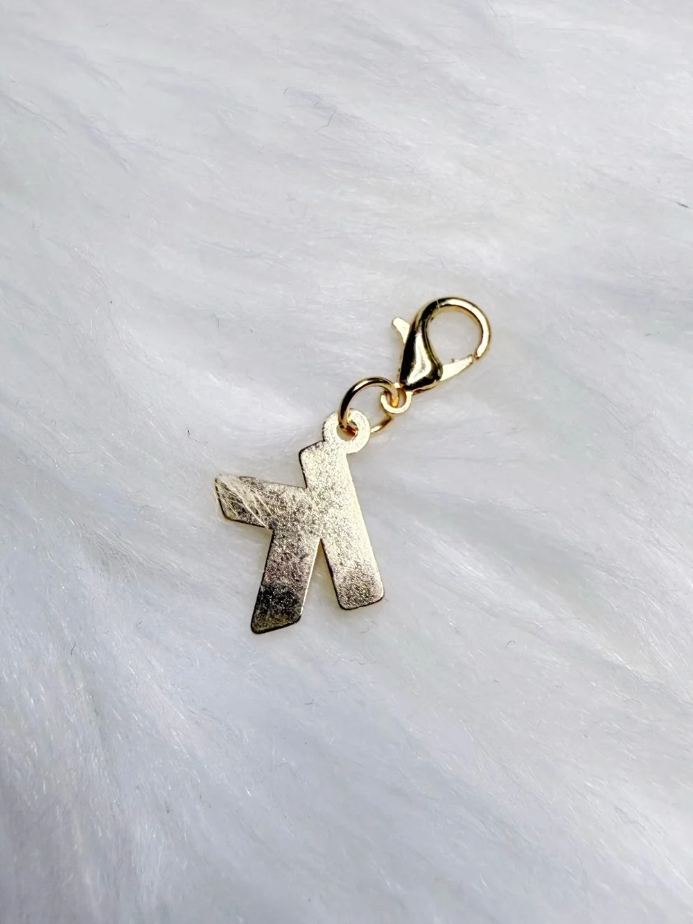 Gold Initial 'K' Charm with Pearl Accents
